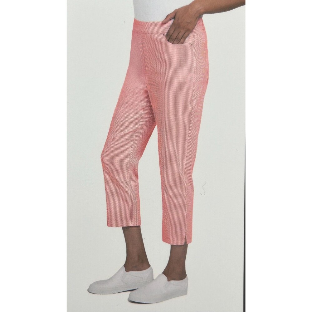 Mario Serrani Red Stripe Pull On Capri Pants Size S NWT